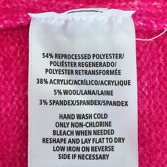 Wool Blend Fuchsia Hot Pink Cropped Boxy Sweater Mean Girls Y2k Dopamine - Picture 5 of 7